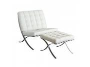Cordoba Tufted Chair Ottoman 2PC Set w Stainless Steel Frame by Diamond Sofa White