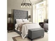 Park Avenue Eastern King Tufted Bed with Vintage Wing in Grey Linen by Diamond Sofa
