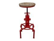 Brooklyn Adjustable Height Stool with Weathered Grey Top and Red Powder Coat Hydrant Base by Diamond Sofa