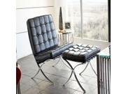 Cordoba Tufted Chair Ottoman 2PC Set w Stainless Steel Frame by Diamond Sofa Black