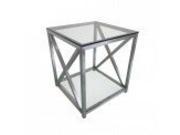 X Factor End Table with Clear Glass Top Shelf with Brushed Stainless Steel Frame by Diamond Sofa