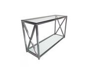 X Factor Console Table with Clear Glass Top Shelf with Brushed Stainless Steel Frame by Diamond Sofa