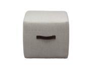 Ritz Cube Ottoman in Sand Faux Linen with Designer Handle by Diamond Sofa