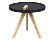 Mobi Accent Tray Table with Black Top and Oak Legs with Designer Handle by Diamond Sofa