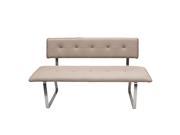 Maddox Bench with Tufted Seat Back Stainless Steel Base by Diamond Sofa Taupe