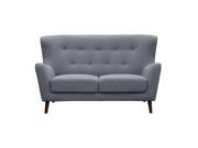 Jasper Retro Loveseat with Button Tuft and Wood Leg in Grey Fabric by Diamond Sofa