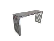 SOHO Rectangular Stainless Steel Console Table w Clear Tempered Glass Top by Diamond Sofa