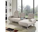 Contempo 3PC Chaise Sectional with Adjustable Backrests Media Storage Console by Diamond Sofa Sand Fabric
