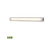 Piper LED Medium Vanity In Matte Satin Nickel And White Opal