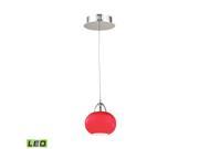 Ciotola 1 Light LED Pendant In Chrome With Red Glass
