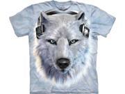 The Mountain 1535181 White Wolf DJ Kids T Shirt Medium