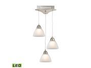 Piatto 3 Light LED Pendant In Satin Nickel With White Glass