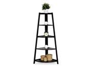 Furinno FNAJ 11112 1 Yaotai 5 Layer Corner Ladder Garden Shelf Espresso