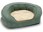 K H Pet Products KH4406 Deluxe Ortho Bolster Sleeper Small Green Paw 20 in. x 16 in. x 8 in.