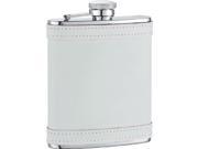 Visol Cloud White Leather with Stitching Liquor Flask 6 ounce