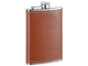 Visol Bobcat Brown Leather Stainless Steel Flask 8 ounce