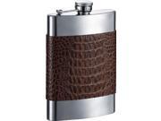 Visol Ally Handcrafted in USA Brown Alligator Patterned Leather Flask 8 oz