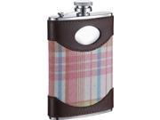 Visol Hannah Leather Pink Plaid Stainless Steel Hip Flask 8oz