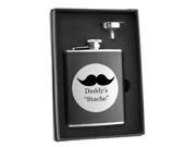 Visol Father s Day Daddy s Stache Black Leather Flask Gift set 6 ounce