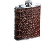 Visol Bronze Brown Crocodile Pattern Leather Liquor flask 6 ounce