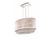 1692 Moda Collection Hanging Fixture w Silver Fabric Shade L21in W12.5in H11in Lt 3 Chrome Finish Swarovski Strass Elements Crystals