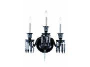 8903 Majestic Collection Wall Sconce W18in H21 E14in Lt 3 Black Finish Elegant Cut Jet Black