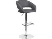 Contemporary Gray Vinyl Adjustable Height Barstool with Chrome Base