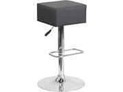 Contemporary Gray Vinyl Adjustable Height Barstool with Chrome Base