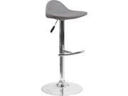 Contemporary Gray Vinyl Adjustable Height Barstool with Chrome Base