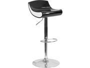 Contemporary Black and White Adjustable Height Plastic Barstool with Chrome Base