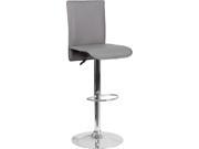 Contemporary Gray Vinyl Adjustable Height Barstool with Chrome Base