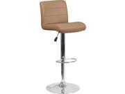 Contemporary Cappuccino Vinyl Adjustable Height Barstool with Chrome Base