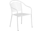 White Indoor Outdoor Steel Patio Arm Chair with Round Back