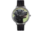 Black Labrador Retriever Photo Watch in Silver Large
