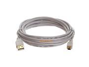 Cmple USB 2.0 MALE A to MINI B 5 PIN Gold Plated Cable 15FT White