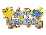 3D Happy Chanukah Decoration with Glitter Accents