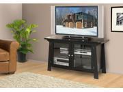 Pilaster Designs 42 Wood TV Stand Entertainment Center With 2 Glass Doors Black Finish