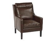 Colson Arm Chair with Cocoa Bonded Leather and Brown Brushed Legs