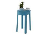 Pilaster Designs Turquoise Blue Finish Wood End Table With Drawer