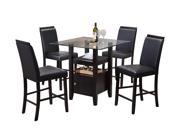 Pilaster Designs 5 Piece Counter Height Dining Set Table 4 Chairs Black