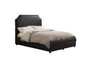 Pilaster Designs Faux Leather Dark Brown Nailhead Upholstered Platform Bed Full
