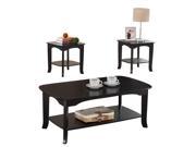 Pilaster Designs 3 Piece Espresso Finish Occasional Coffee Table with 2 End Tables