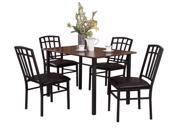Pilaster Designs 5 PC Black Walnut Finish Wood Metal Dining Room Kitchen Table and 4 Chairs