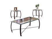 Pilaster Designs 3 Pc. Beveled Glass And Copper Bronze Metal Frame Coffee Table 2 End Tables Occasional Table Set