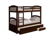 Pilaster Designs - Espresso Finish Wood Twin Size Bunk Bed With Trundle & Storage Drawers Pilaster Designs - Espresso Finish Wood Twin Size Bunk Bed With Trundle & Storage Drawers