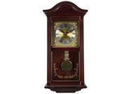 Bedford Clock Collection Mahogany Cherry Wood 22 Wall Clock with Pendulum and Chimes