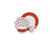 Isaac Mizrahi Dot Luxe 16 pc Porcelain Dinnerware Set Orange