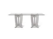 Jane 2.0 78.64 in Sleek Tempered Glass Table Top in Off White