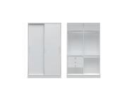 Chelsea 1.0 54.33 inch Wide Double Basic Wardrobe with 3 Drawers and 2 Sliding Doors in White