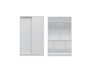 Chelsea 1.0 54.33 inch Wide He She Wardrobe with 6 Drawers and 2 Sliding Doors in White